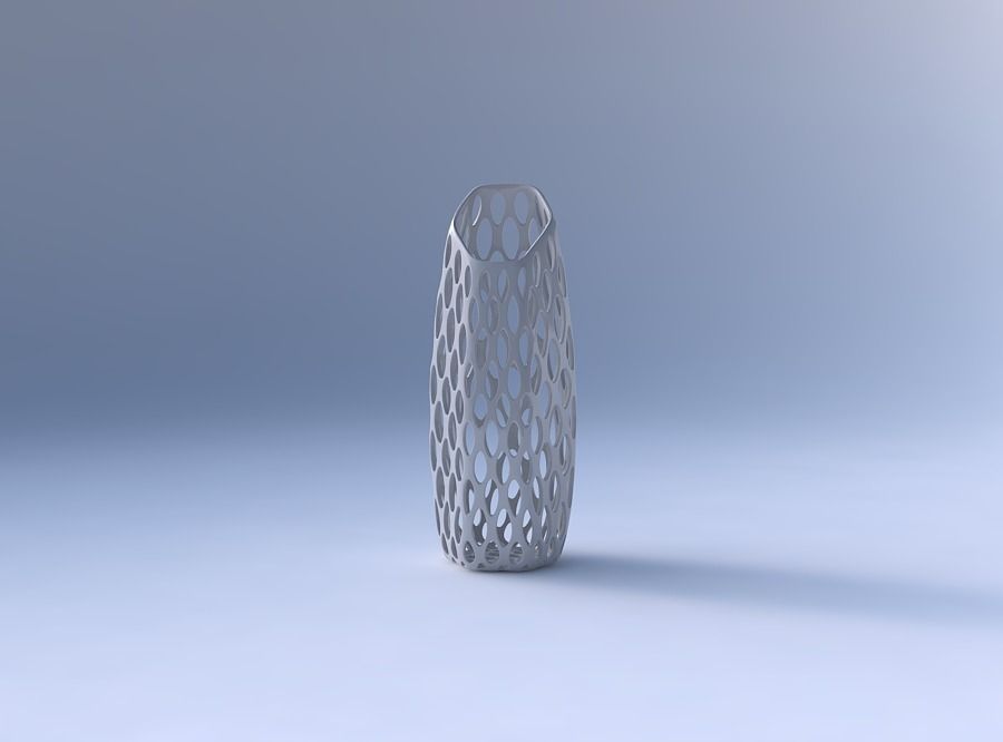 Vase bent hexagon with bubble grid lattice 3D print model_4