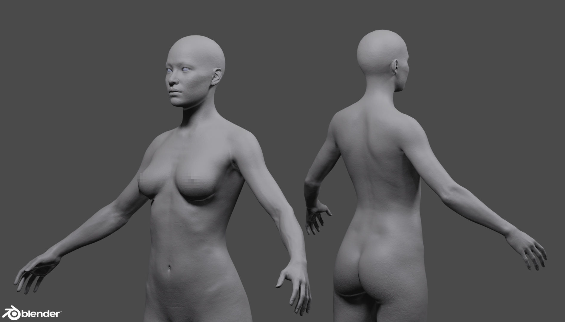 Female Custom Basemesh Lowpoly For Blender Low-poly 3D model_17