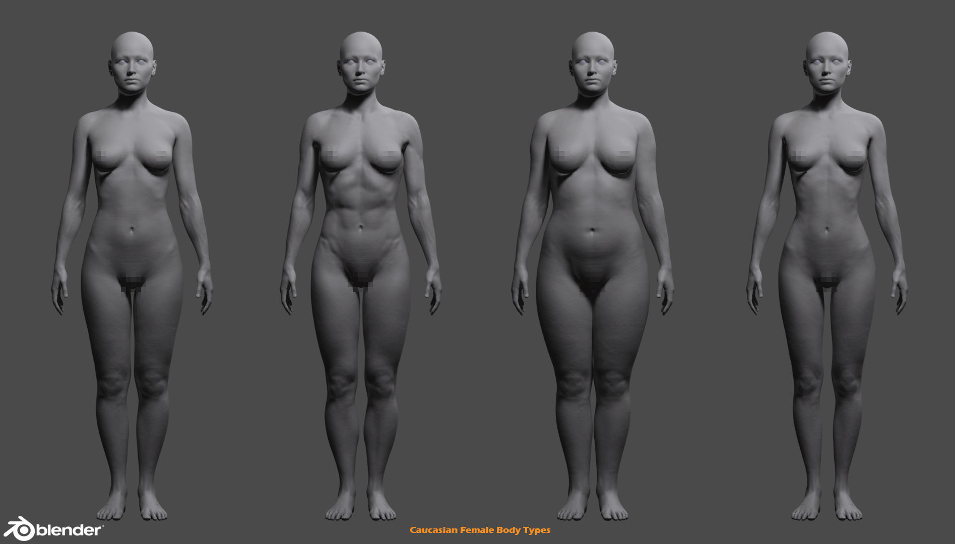 Female Custom Basemesh Lowpoly For Blender Low-poly 3D model_6