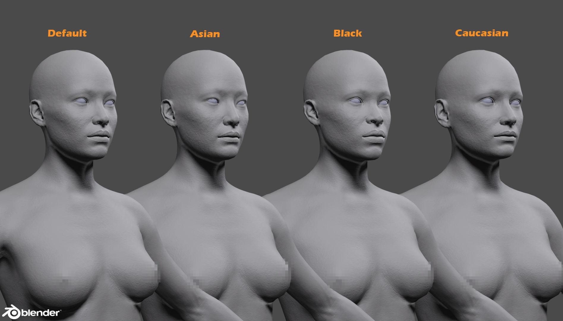 Female Custom Basemesh Lowpoly For Blender Low-poly 3D model_9