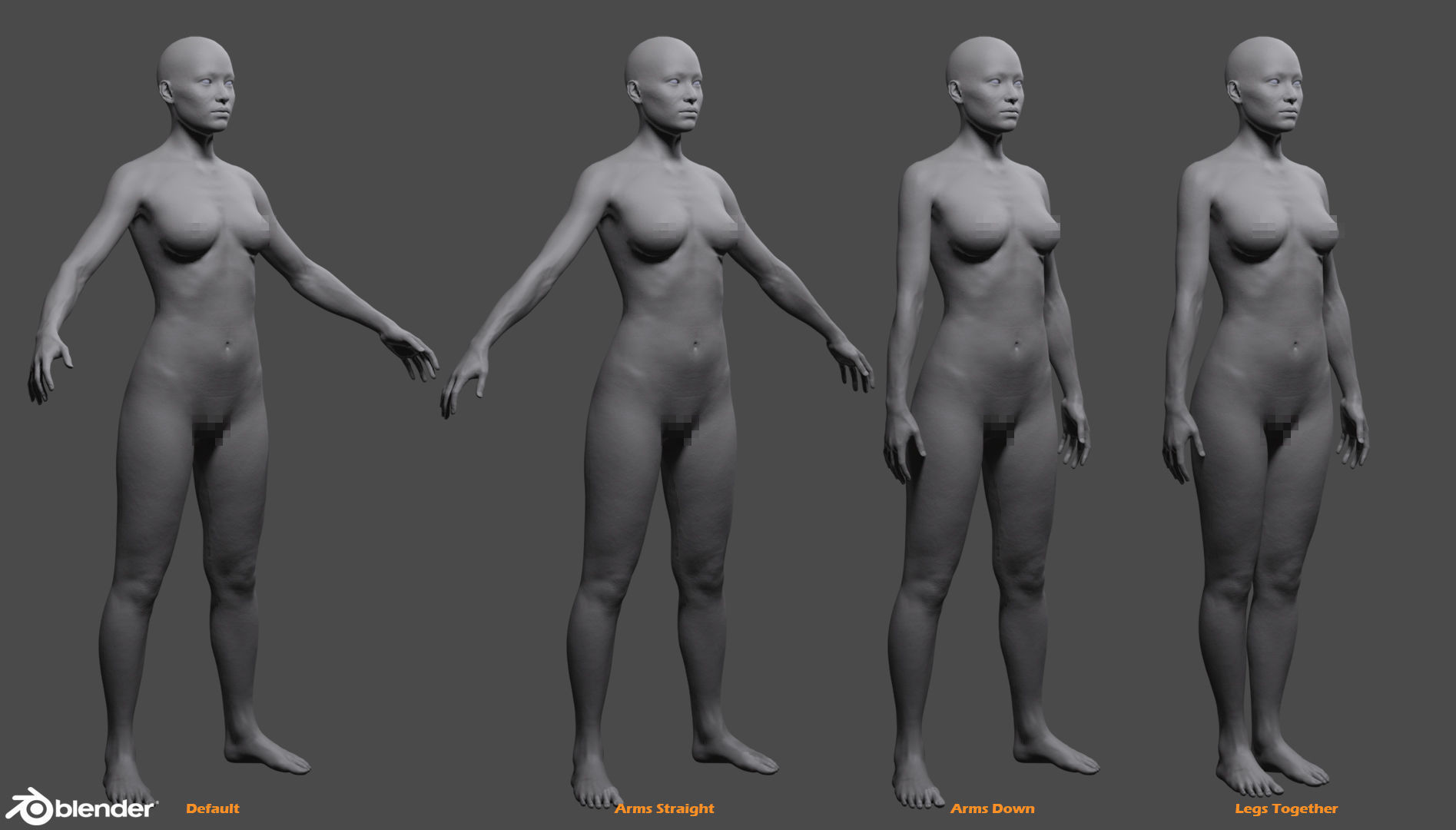 Female Custom Basemesh Lowpoly For Blender Low-poly 3D model_11