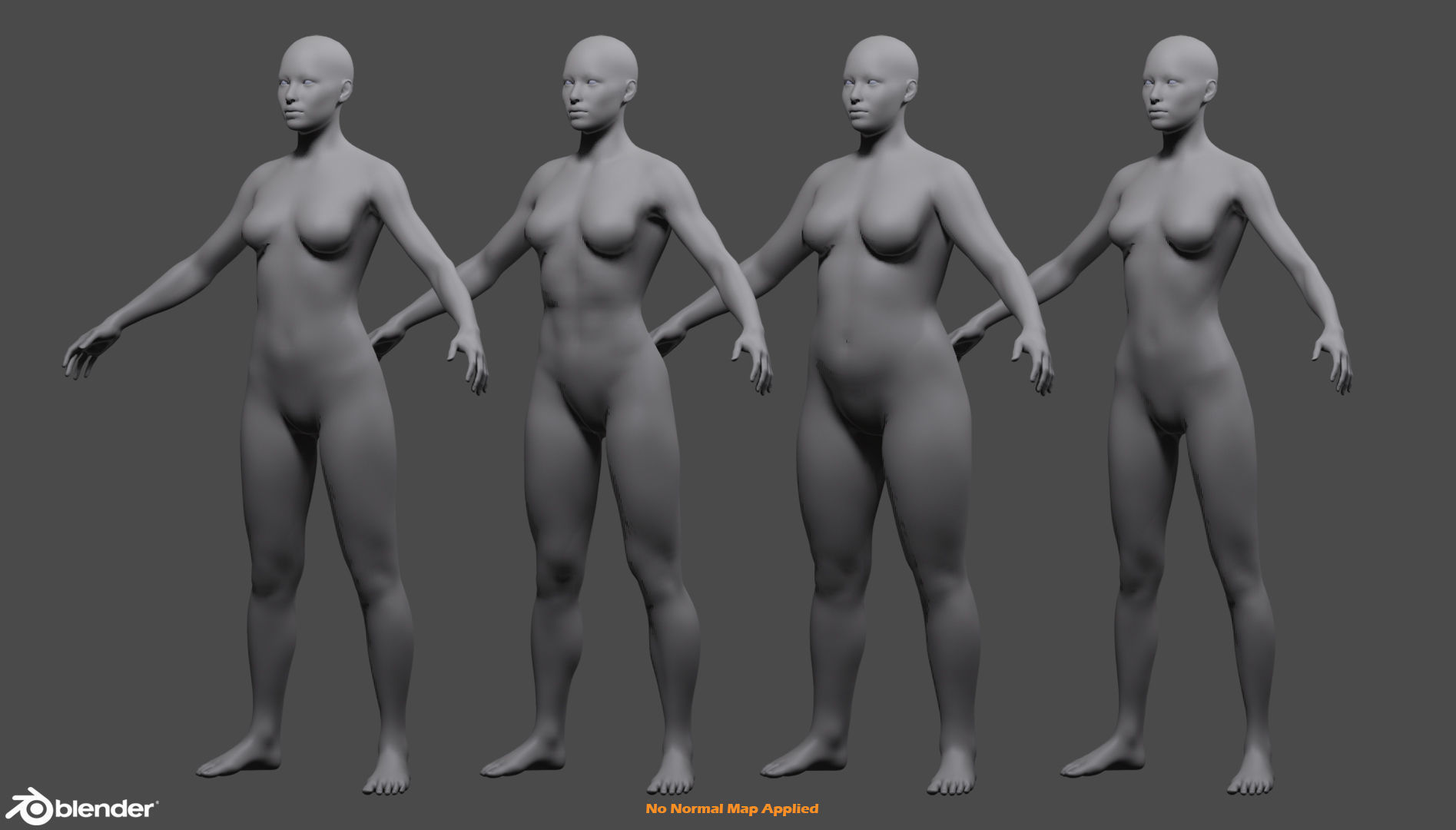 Female Custom Basemesh Lowpoly For Blender Low-poly 3D model_23