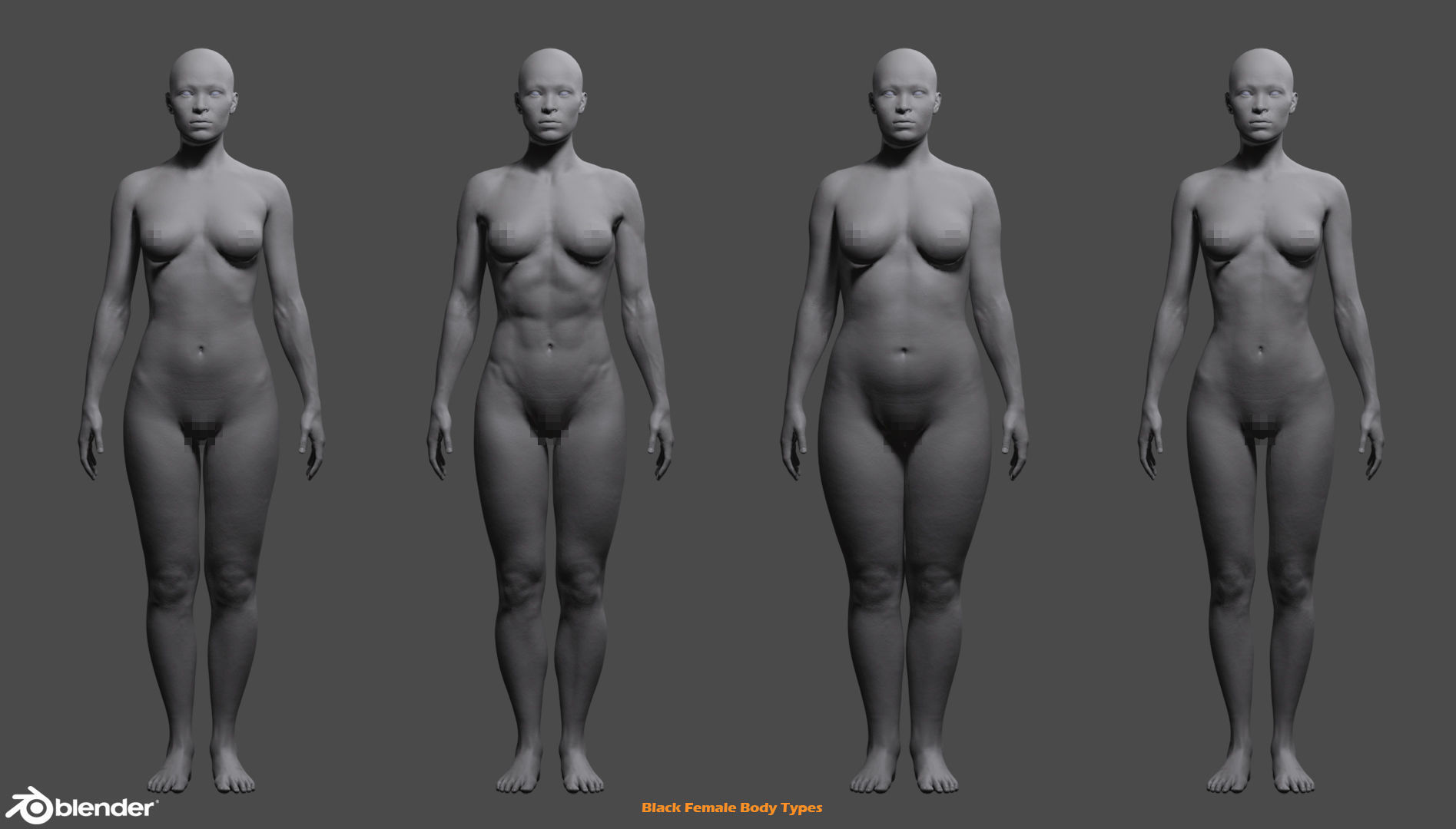 Female Custom Basemesh Lowpoly For Blender Low-poly 3D model_13