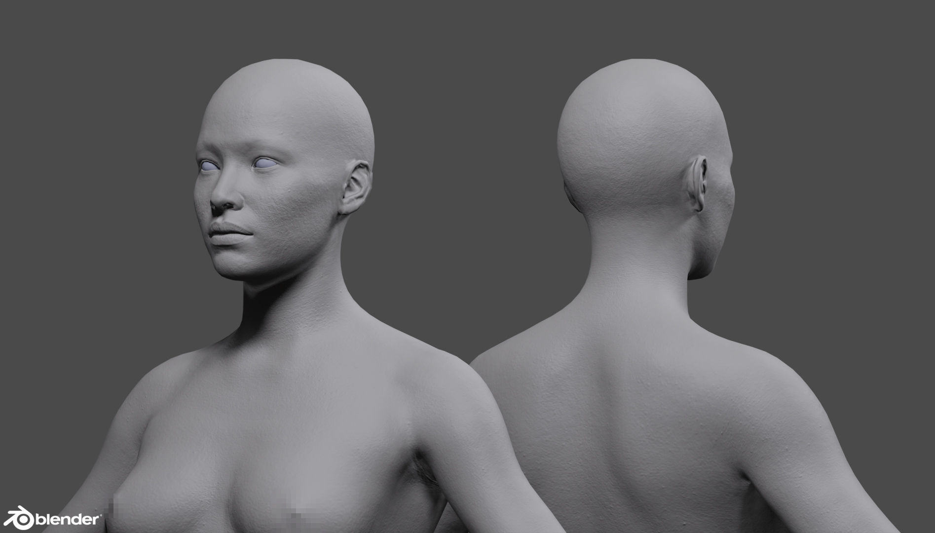 Female Custom Basemesh Lowpoly For Blender Low-poly 3D model_18