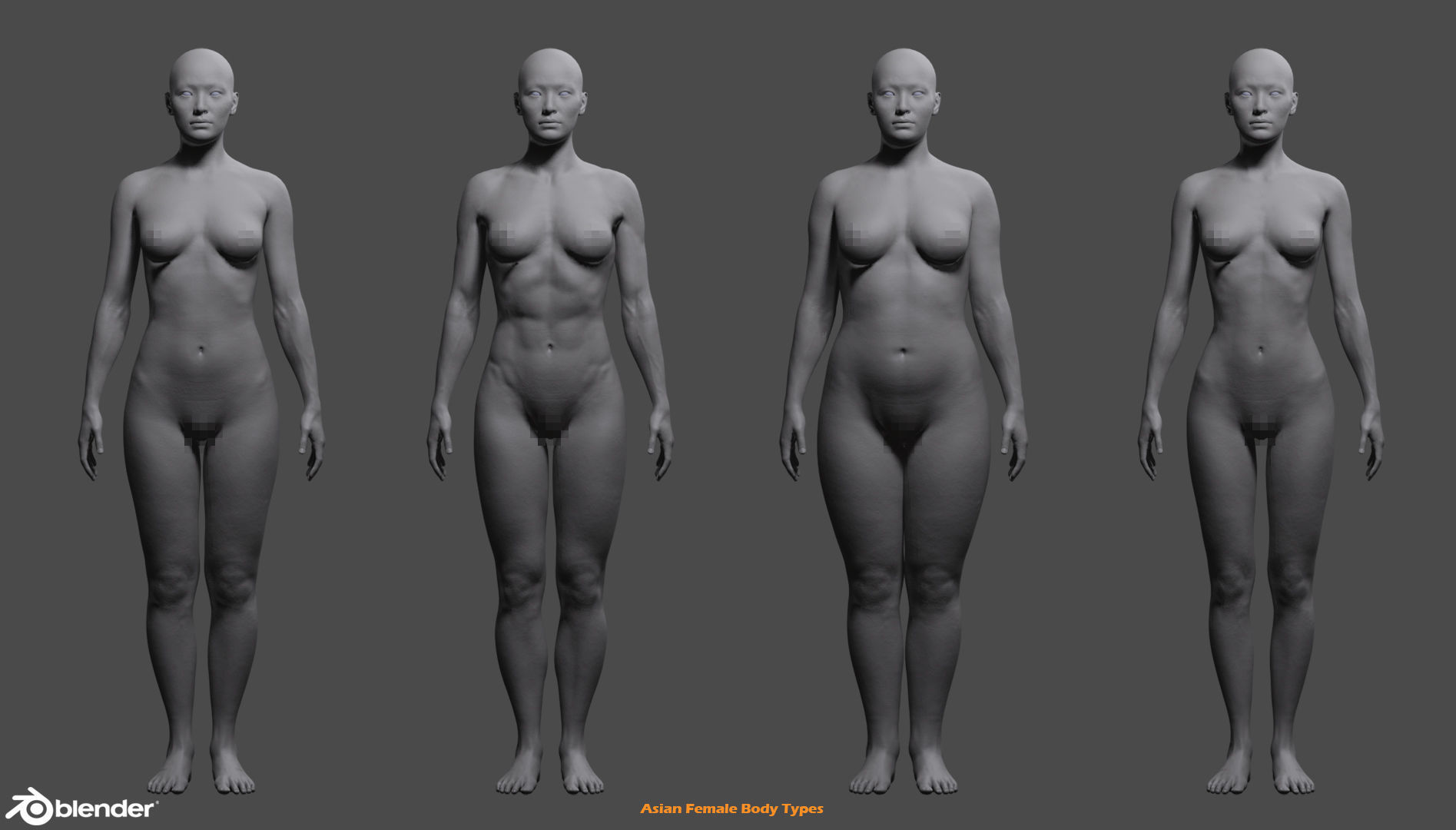 Female Custom Basemesh Lowpoly For Blender Low-poly 3D model_12
