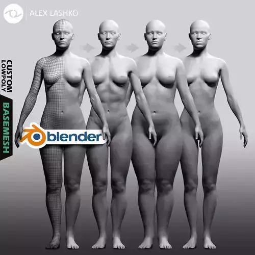 Female Custom Basemesh Lowpoly For Blender Low-poly 3D model