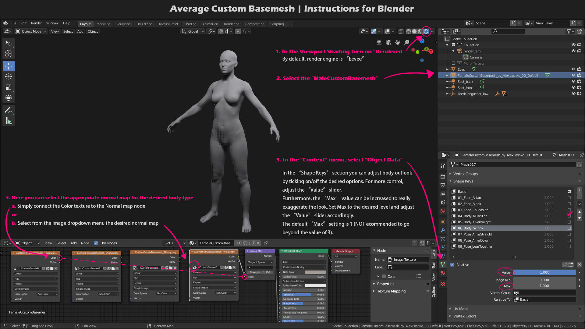 Female Custom Basemesh Lowpoly For Blender Low-poly 3D model_2