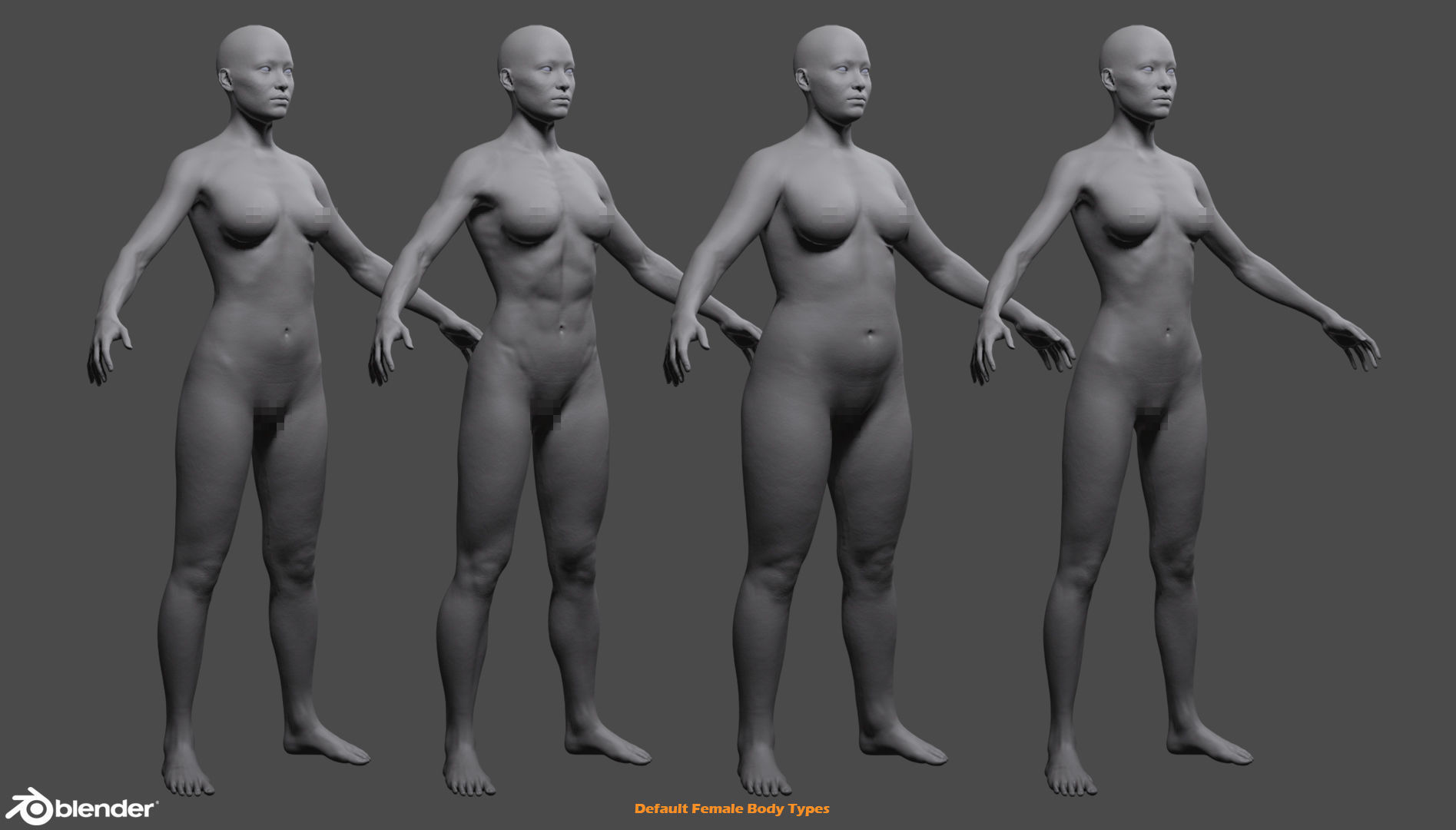 Female Custom Basemesh Lowpoly For Blender Low-poly 3D model_10