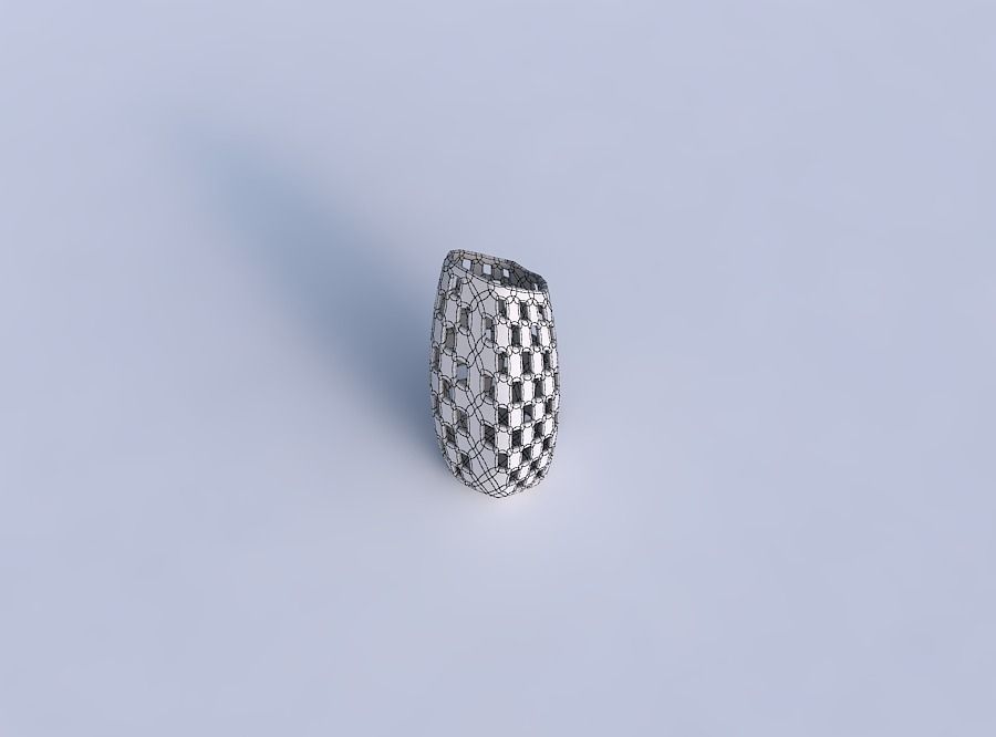 Vase bent hexagon with checker grid lattice 2 3D print model_6