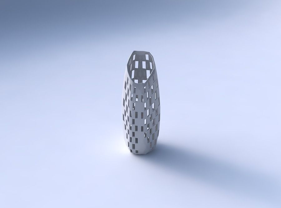Vase bent hexagon with checker grid lattice 2 3D print model_3