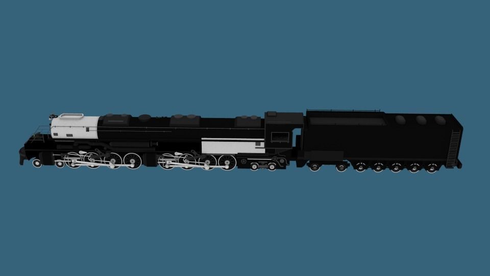 Steam Engine Locomotive Low-poly 3D model_4