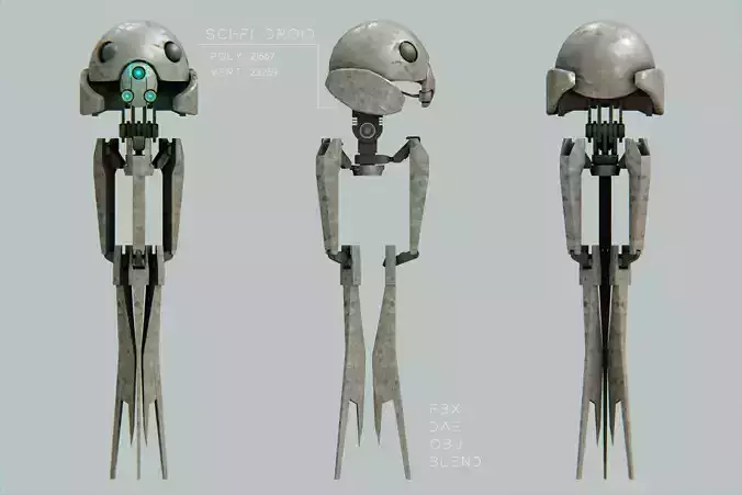 low poly robot droid Low-poly 3D model