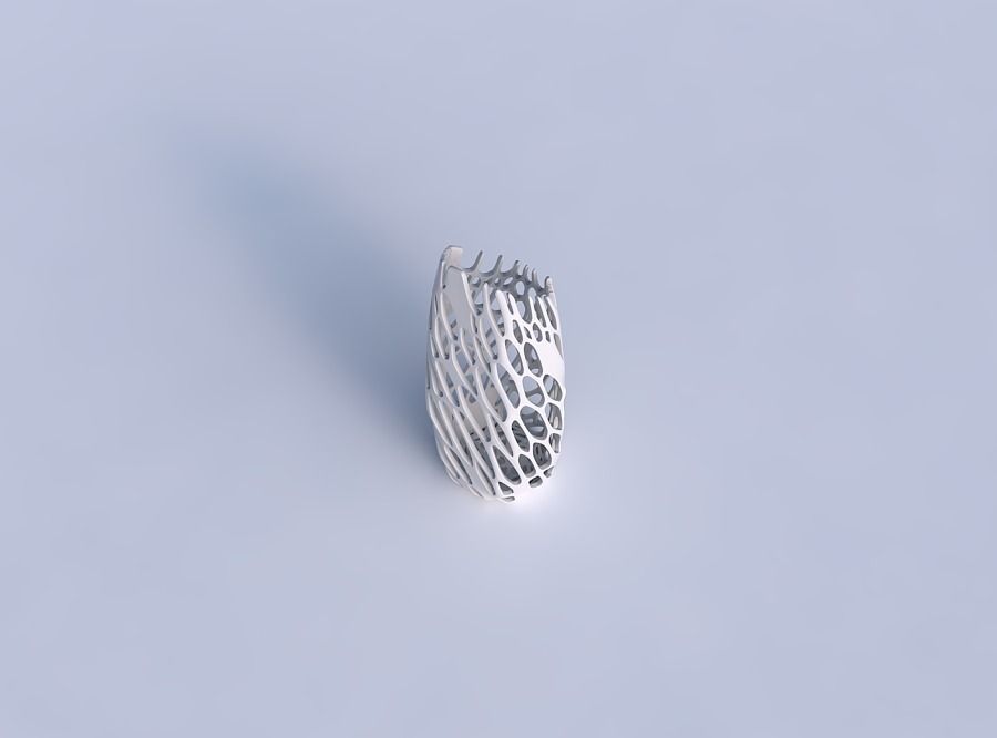 Vase bent hexagon with cracked and twisted organic lattice 3D print model_1