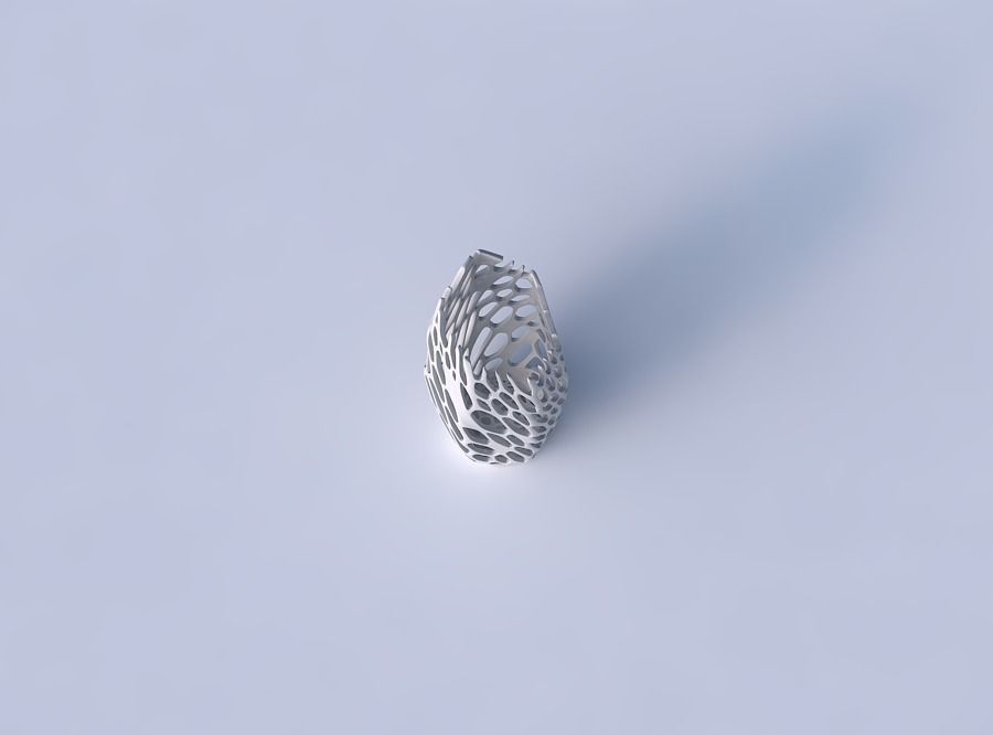 Vase bent hexagon with cracked and twisted organic lattice 3D print model_2