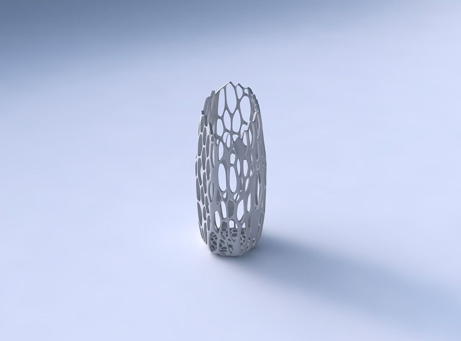 Vase bent hexagon with cracked organic lattice 3D print model_3
