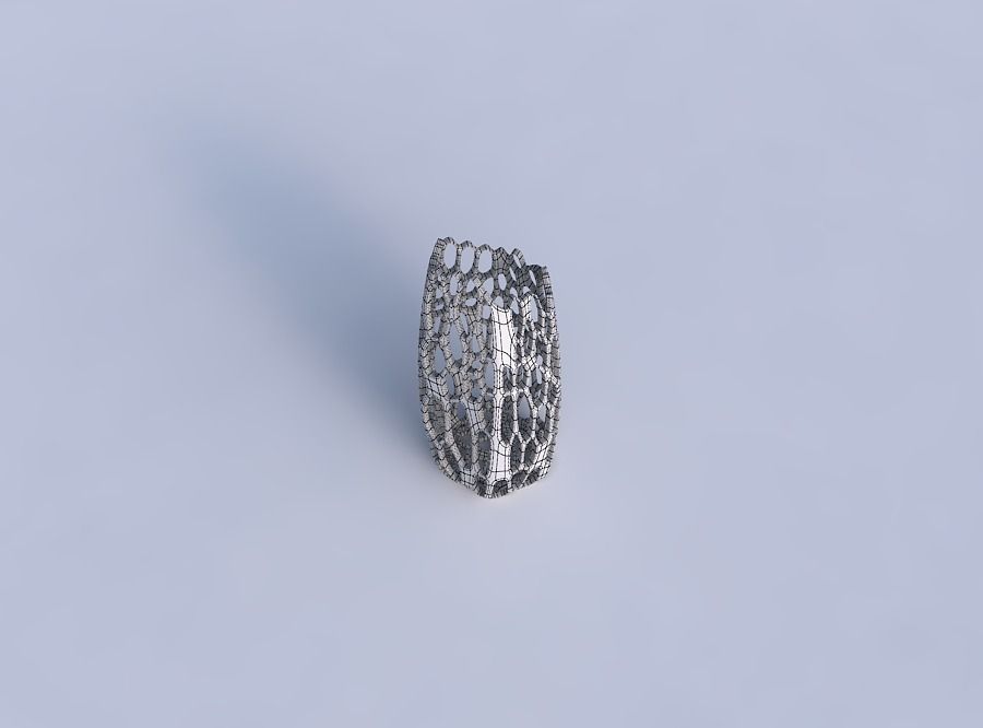 Vase bent hexagon with cracked organic lattice 3D print model_6