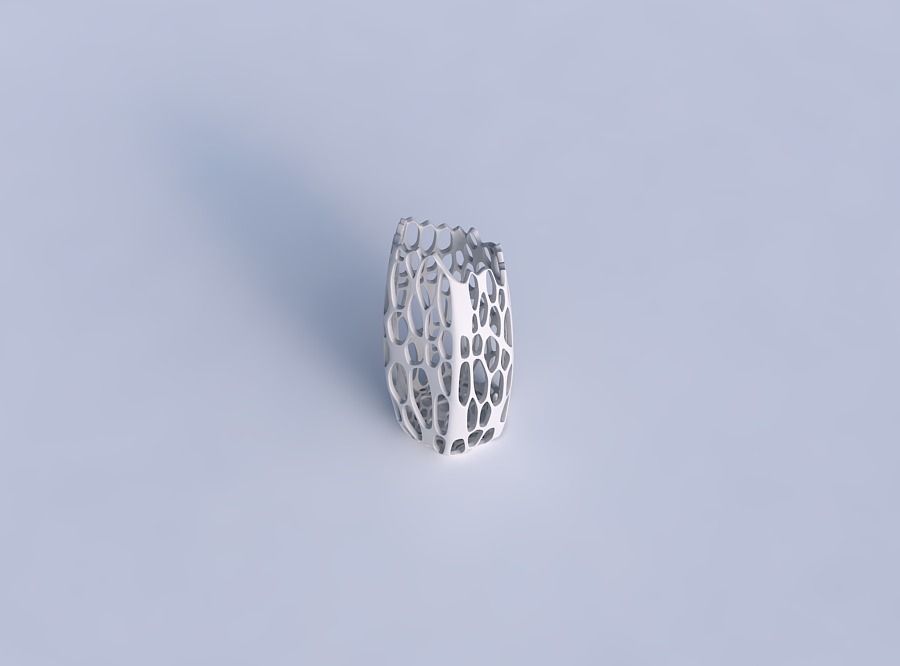Vase bent hexagon with cracked organic lattice 3D print model_1