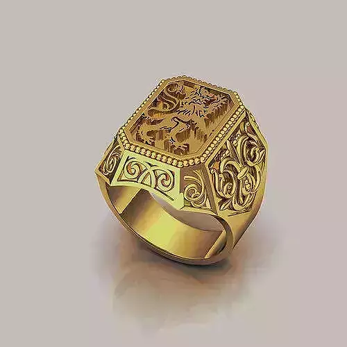 joyeria gold ring with ornate design