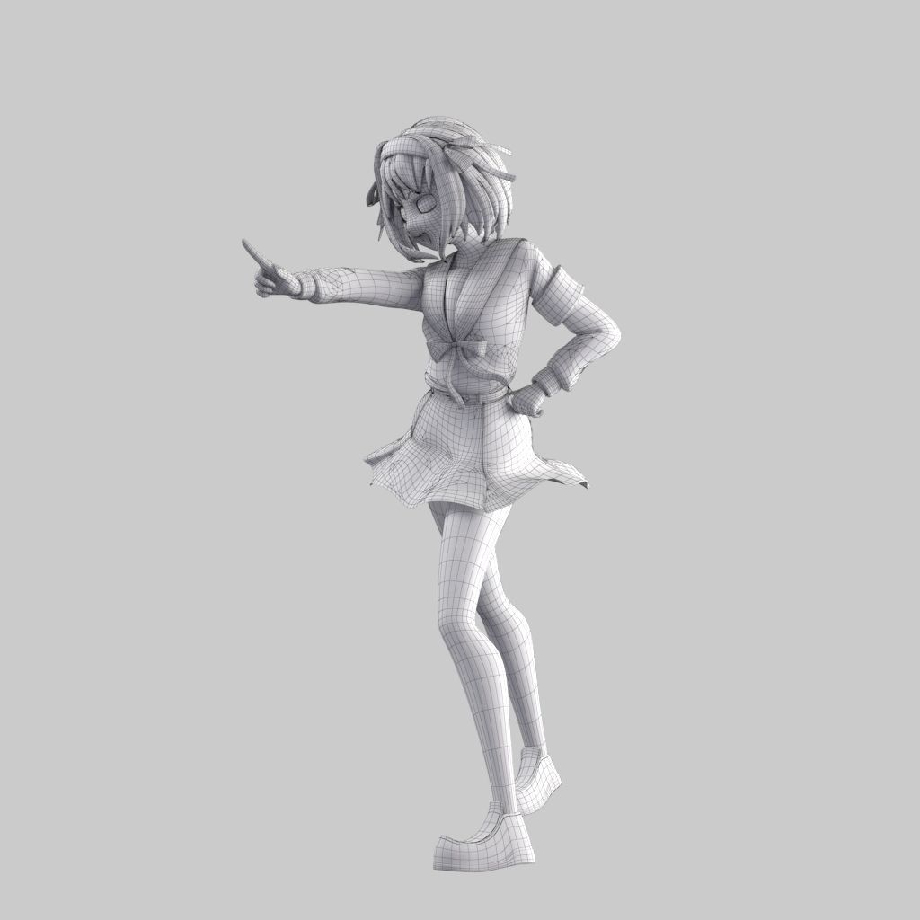Haruhi anime girl in school uniform 3D model_18