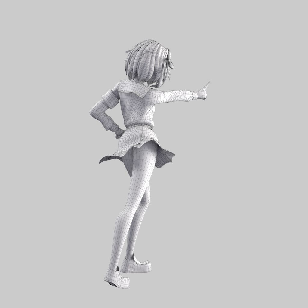 Haruhi anime girl in school uniform 3D model_15