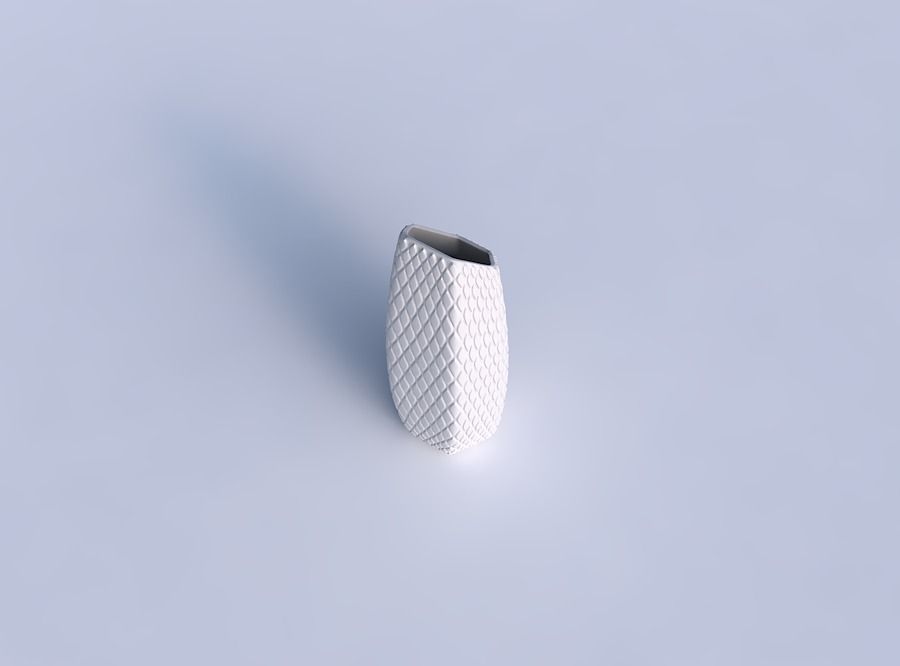 Vase bent hexagon with diagonal grid bulges 3D print model_1