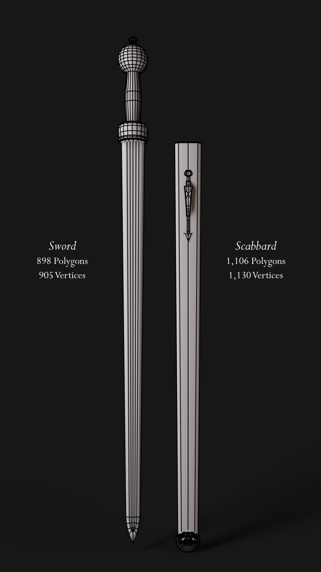 Roman Cavalry Sword Low-poly 3D model_4