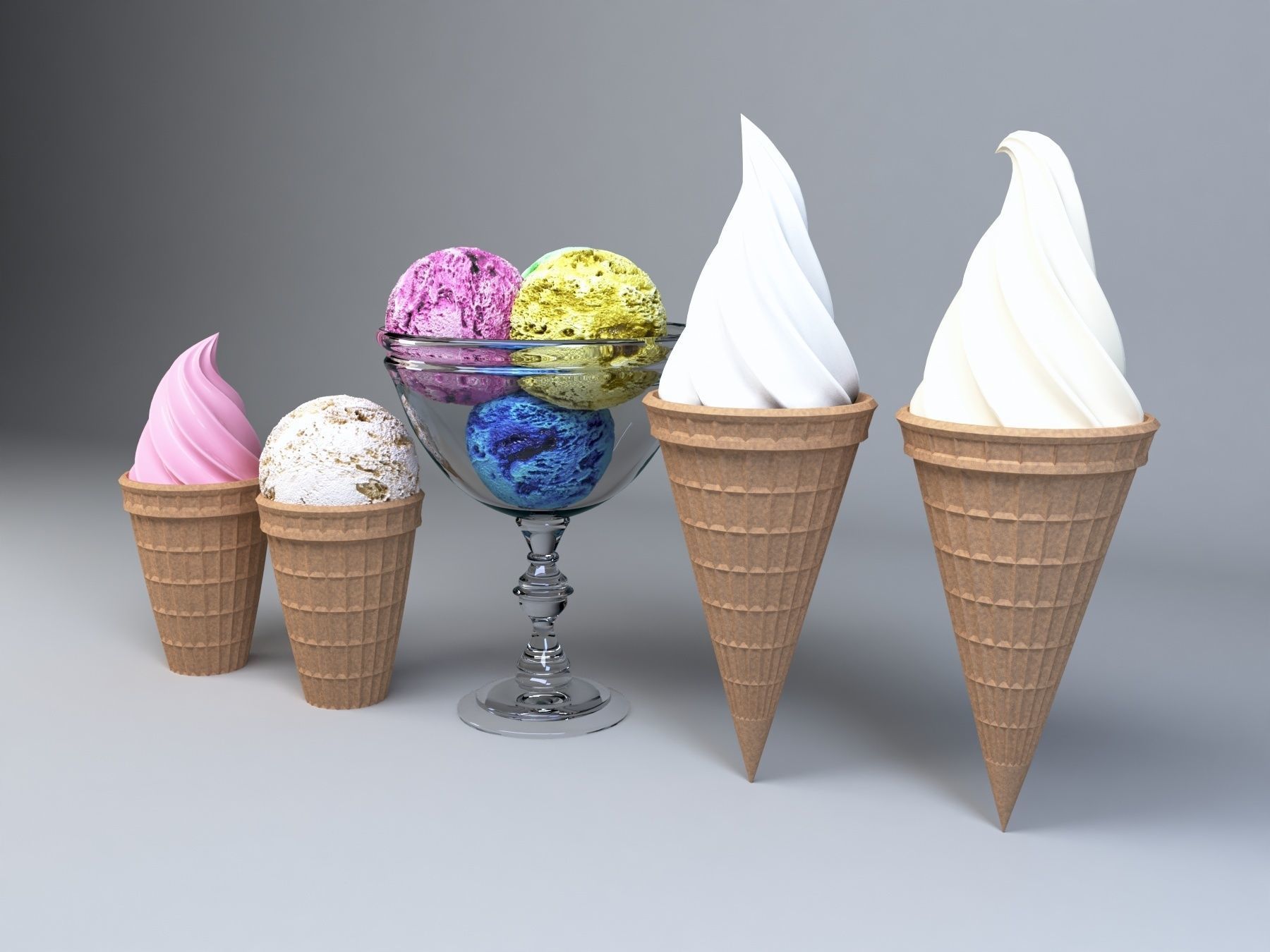 Ice Cream Cone for Ice Cream Parlor 3D model_1