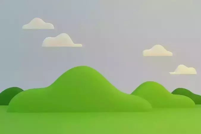 Cartoon Mountain Nature Scene