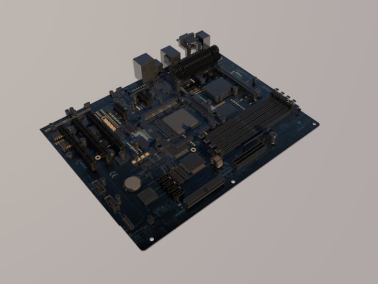 Motherbroad computer motherboard 3D model_1