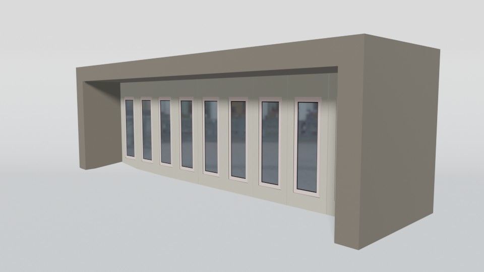 Rigging multi-fold panel door Low-poly 3D model_9