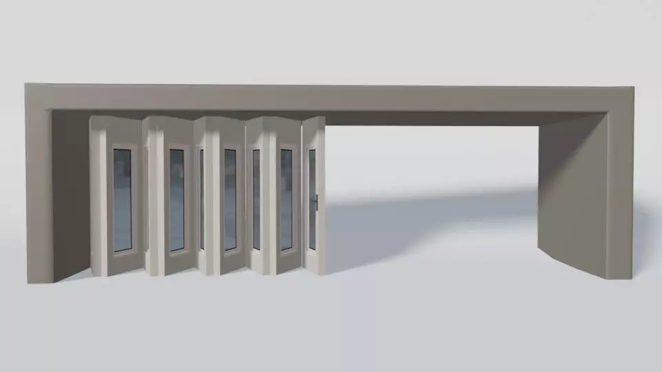 Rigging multi-fold panel door Low-poly 3D model_0