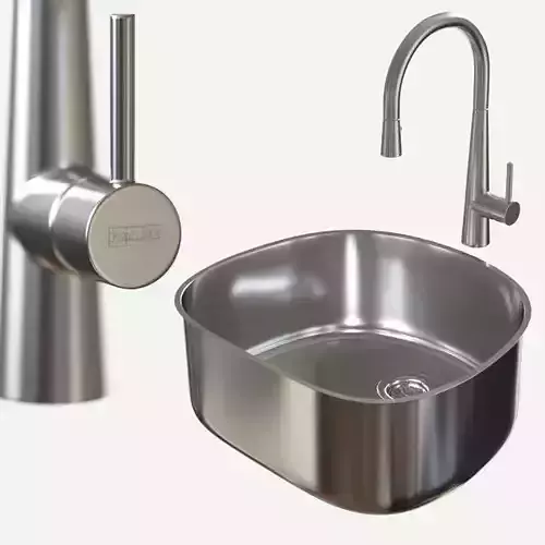 sink-Prestige PRX11021 - faucet-Steel FF3450 - by Franke Low-poly 3D model