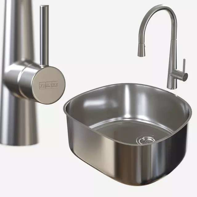sink-Prestige PRX11021 - faucet-Steel FF3450 - by Franke Low-poly 3D model_0