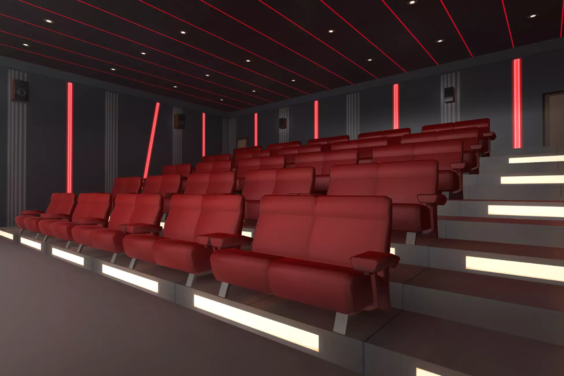 Modern Cinema Hall Low-poly 3D model