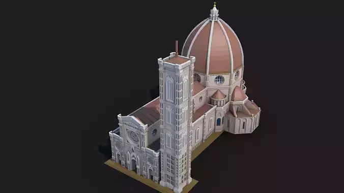 Florence Cathedral Landmark Low-poly 3D model
