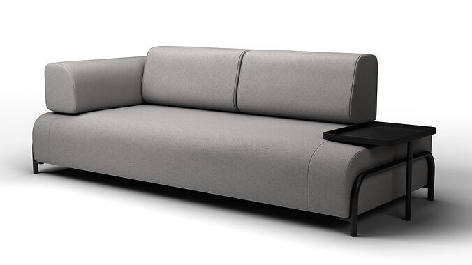 Modern two seat sofa with side table 3D model