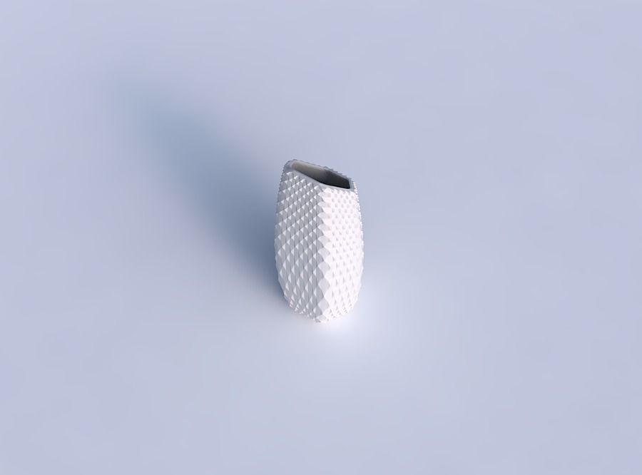 Vase bent hexagon with grid piramides 3D print model_1