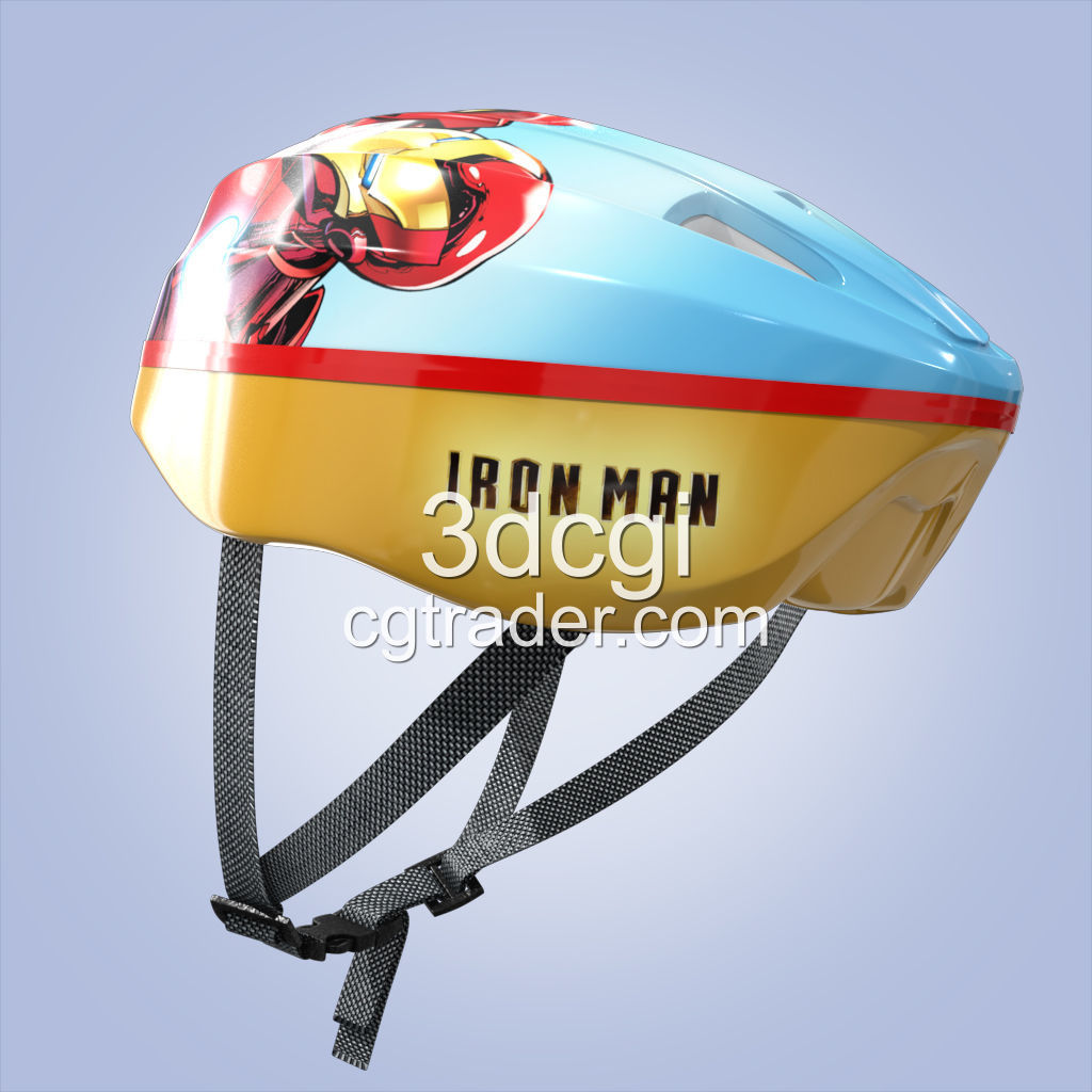 Bike helmet Low-poly 3D model_3