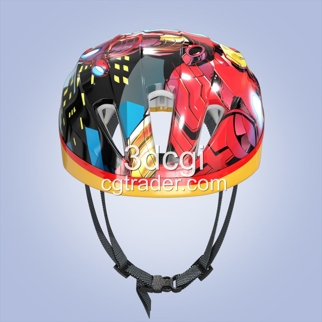 Bike helmet Low-poly 3D model_1