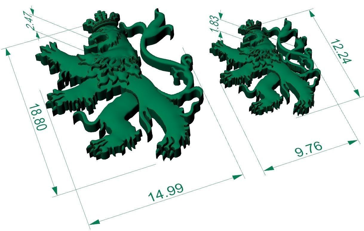 LION HERALDIC with one tail and with two tails  3D print model_6
