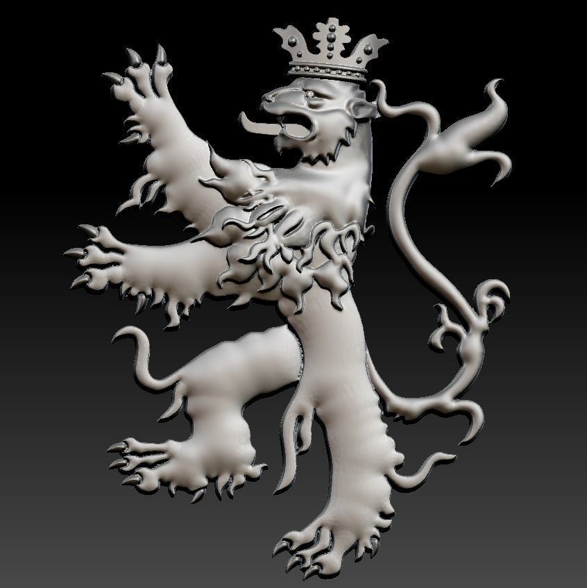 LION HERALDIC with one tail and with two tails  3D print model_3