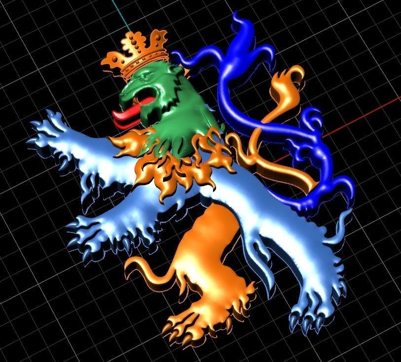 LION HERALDIC with one tail and with two tails  3D print model_5