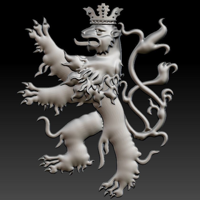 LION HERALDIC with one tail and with two tails  3D print model_2