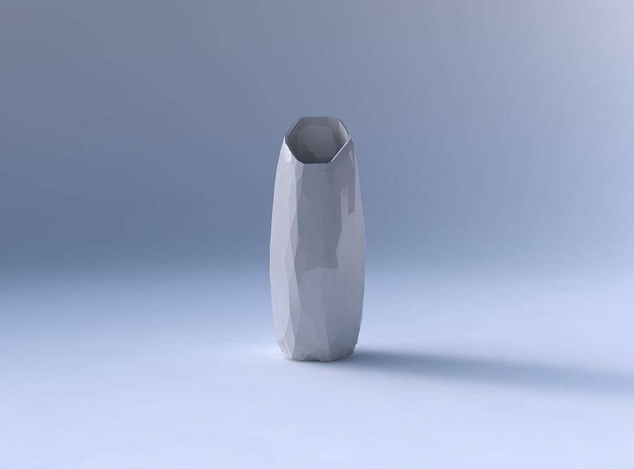 Vase bent hexagon with low-polygon 3D print model_4