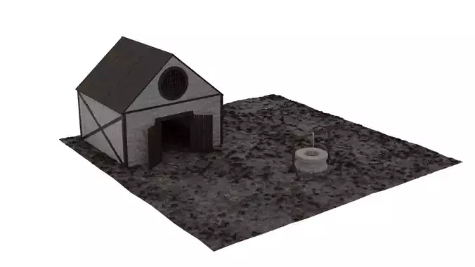 medieval house and well