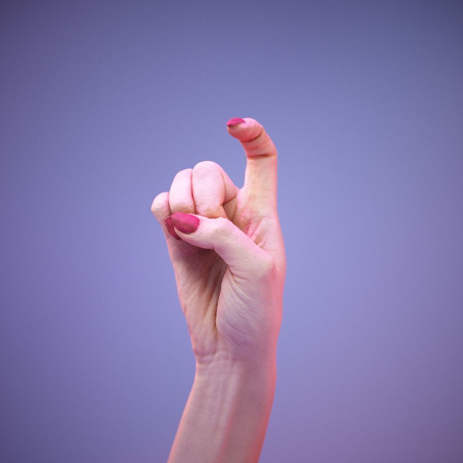 Sign Alphabet X 3D model_11