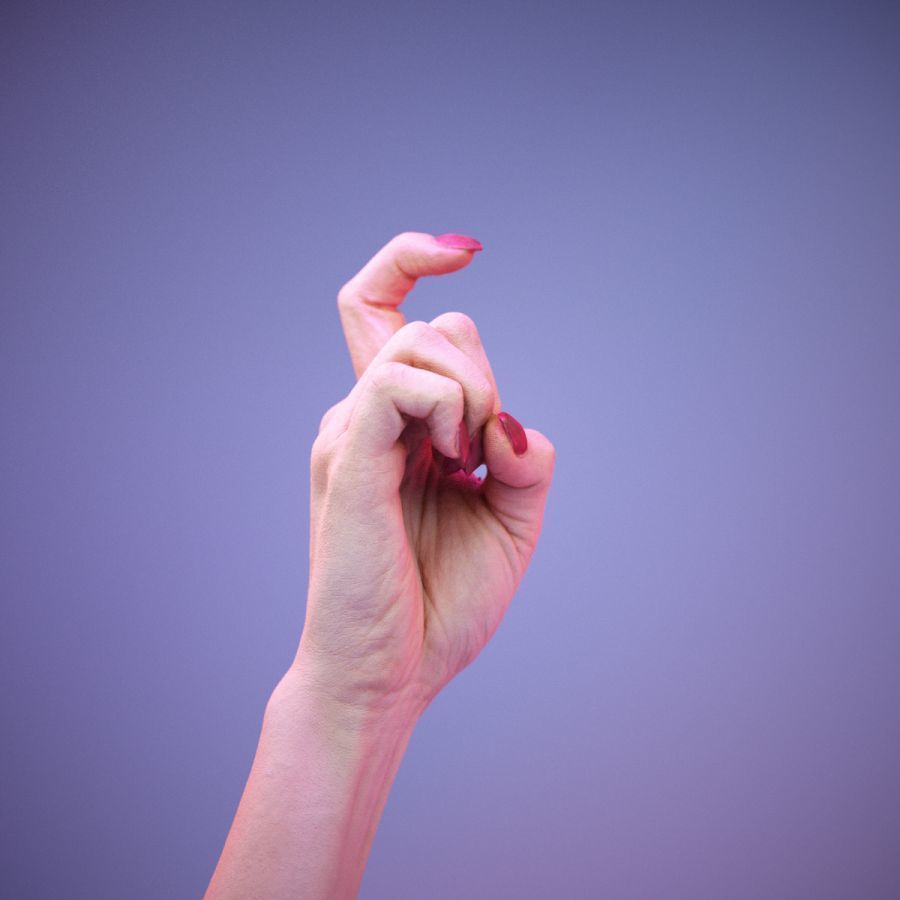 Sign Alphabet X 3D model_2