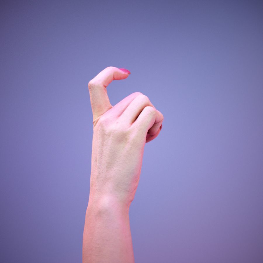 Sign Alphabet X 3D model_4