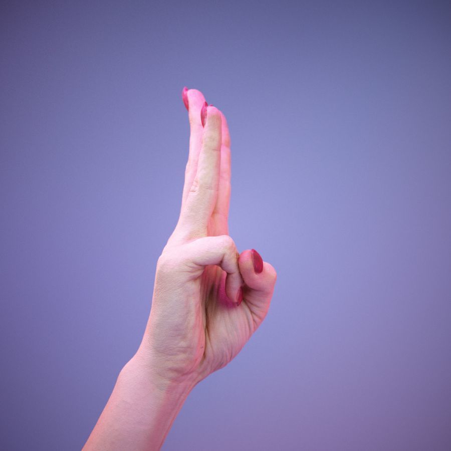 Sign Alphabet W 3D model_2