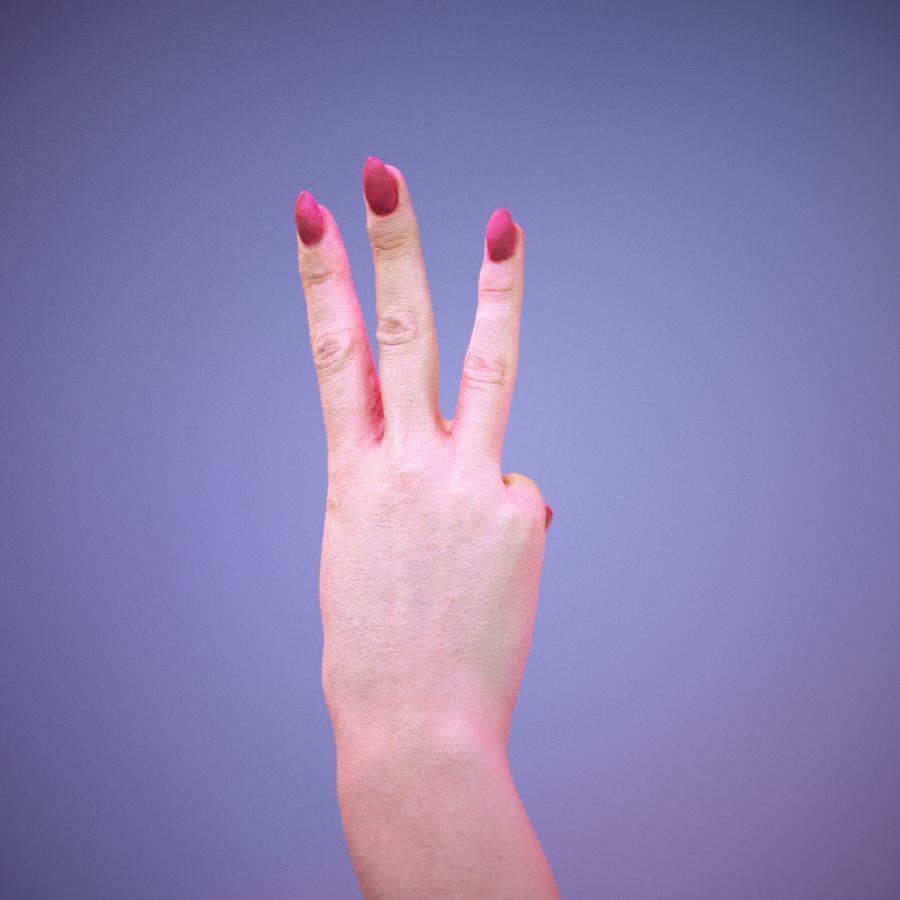 Sign Alphabet W 3D model_5